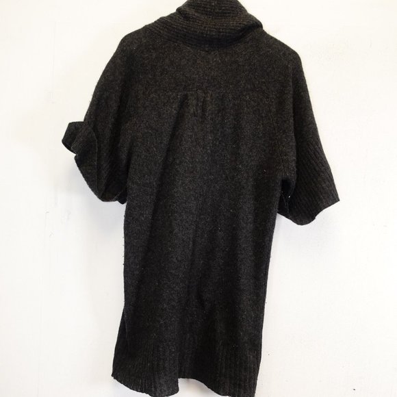 Velvet Sweater Small Black Cashmere Tunic Knit Cowl Neck Short Sleeve Cozy - Picture 4 of 9